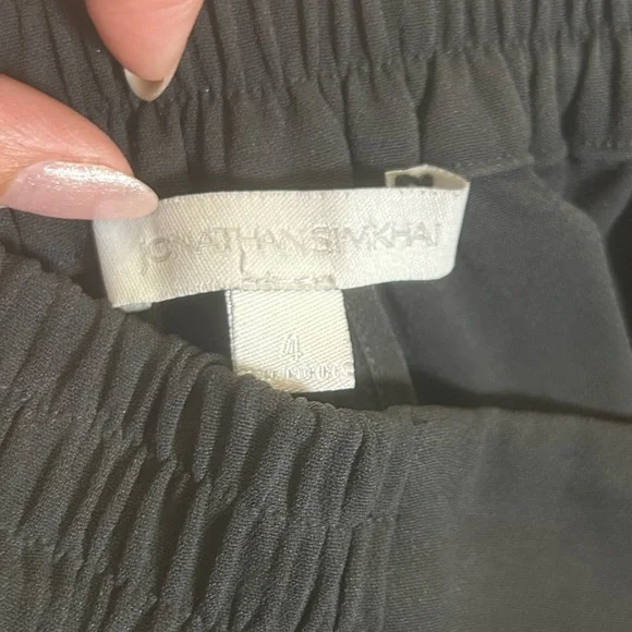 Jonathan Simkhai black with white edge ruffle cropped wide leg pants - Picture 7 of 12